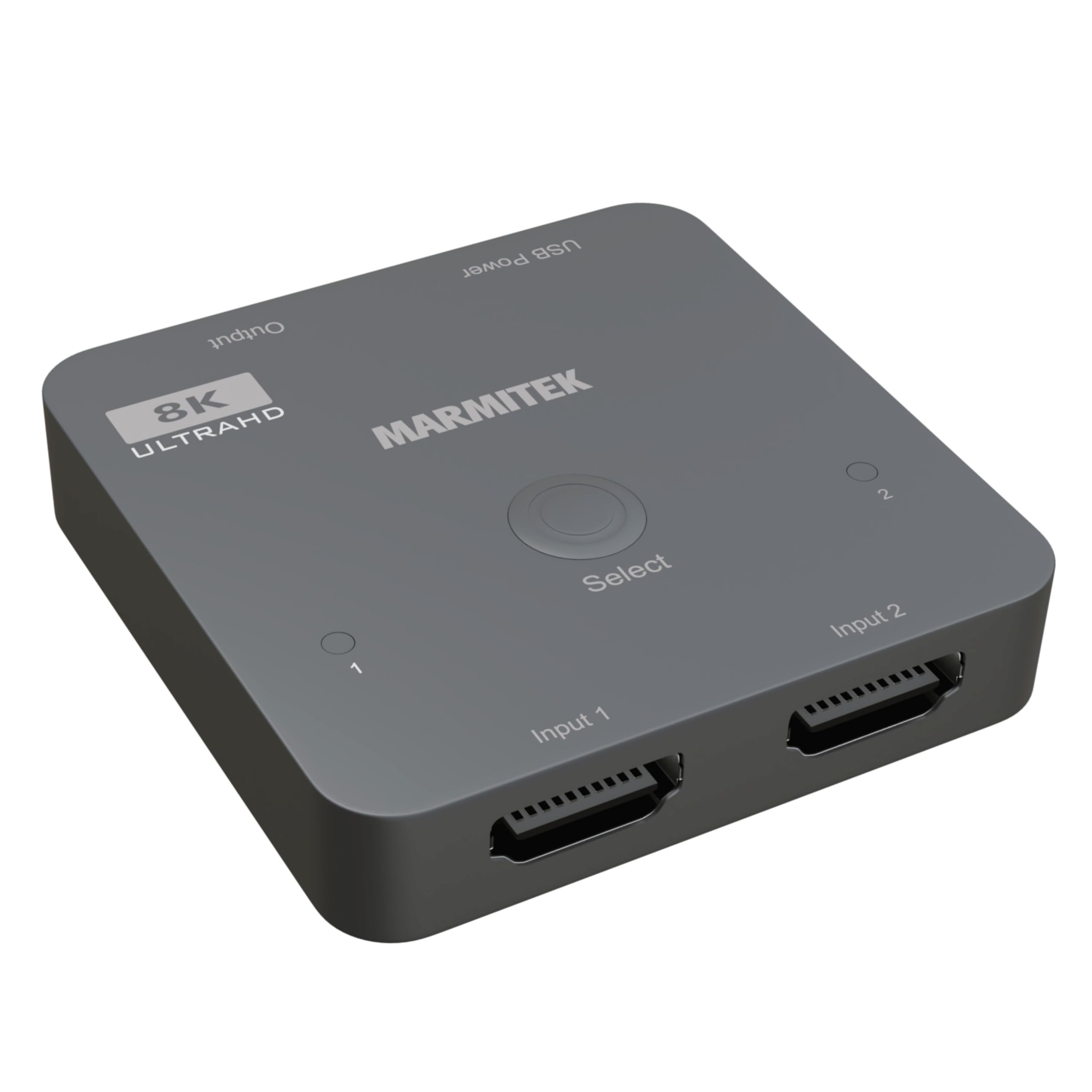Marmitek AS28 - Switch HDMI 8K60-4K120 Gaming Fluide - HDMI 2.1 2 entrées 1 Sortie - 48 Gbit/s VRR ALLM QMS QFT - Commutation Automatique - sélecteur HDMI