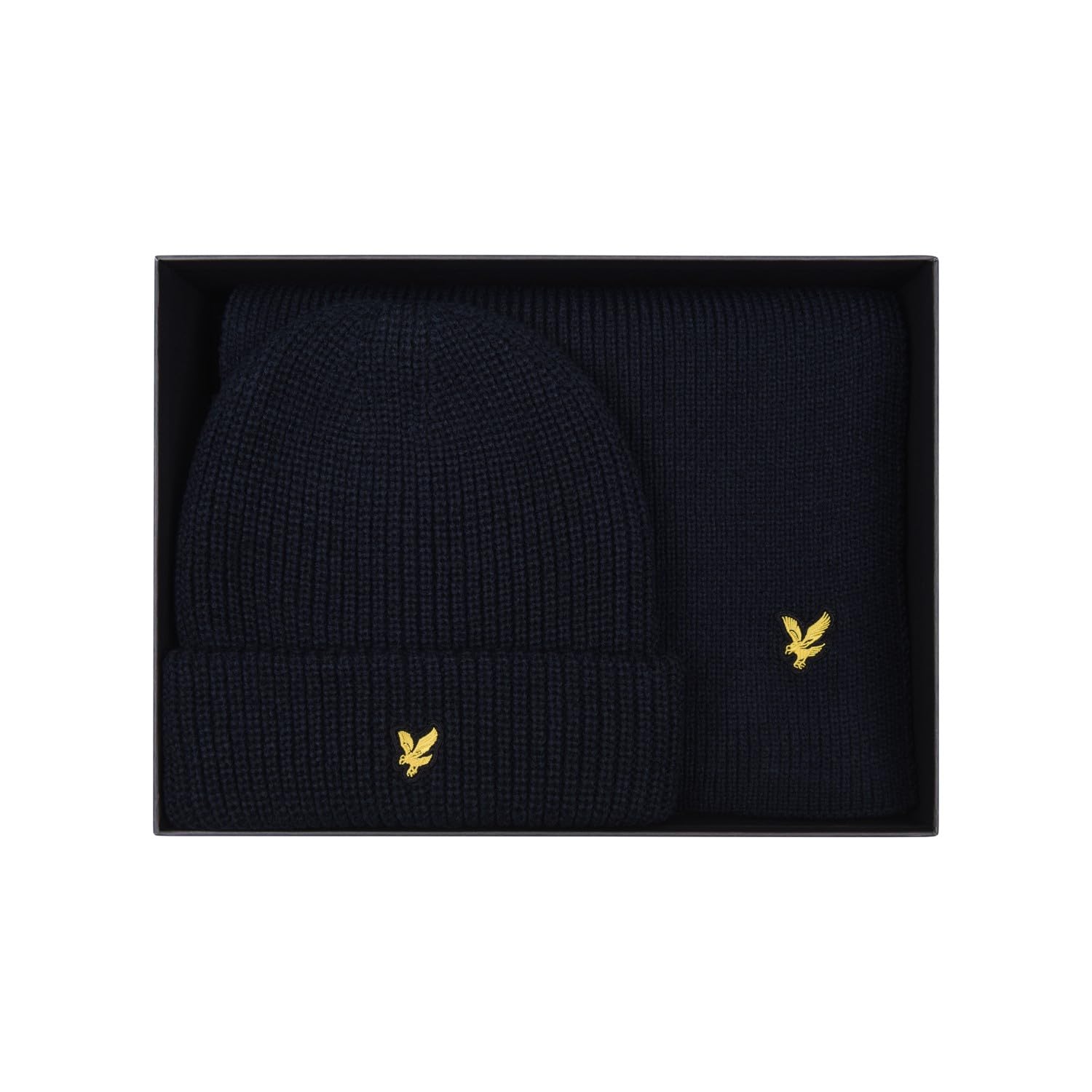 Lyle & Scott Men's Dark Navy Cable Beanie & Scarf Set - One Size