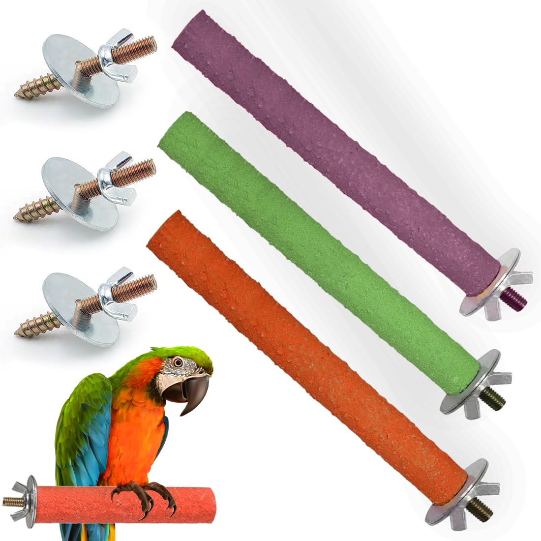 3 set posatoi giocattoli per pappagalli - uccello masticare casa pulizia piattaforma, colore casuale