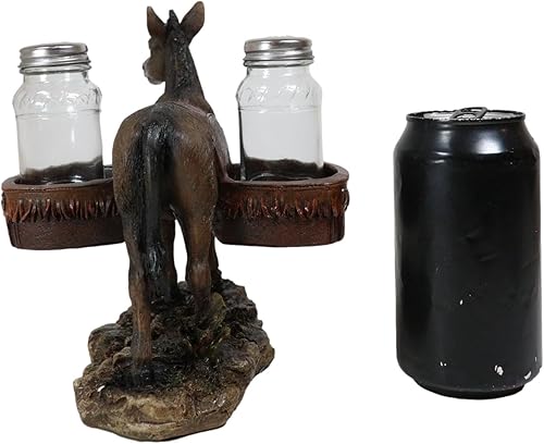 Miniatura 7 de Ebros Gift Western Country Farm Mule Donkey Ass Carrying Saddlebags Figurine Salt Pepper Shakers Holder Decoración De Animales De Trabajo Caballos