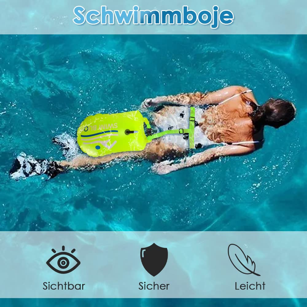 Eyein Schwimmboje, 20L Sicherheit Schwimmen Boje wasserdicht Dry Bag Storage Bag mit verstellbarem Gürtel für Bubble Kajakfahren Open Water Sicherheit Schwimmen Training Triathlon Schnorcheln