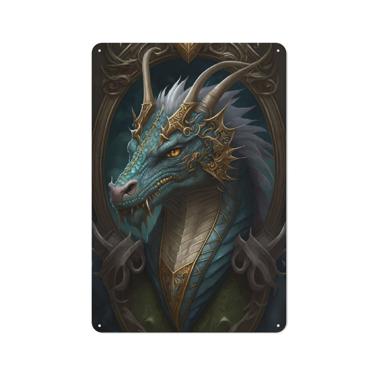 Junmoney Blue Old Dragon For Garden Room Or Summerhouse, Vintage Tin Sign 30X20cm, A Metal Wall Feature For Garden Rooms And Summerhouses