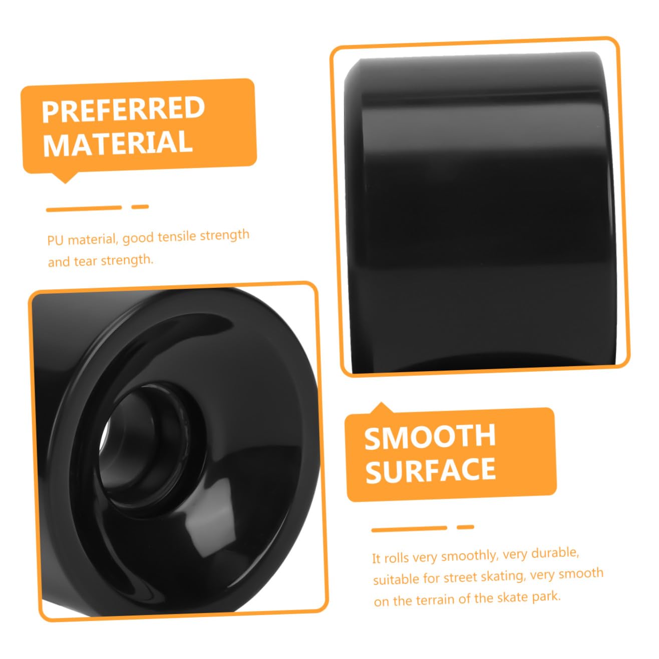 Happyyami Rueda de Skate Ruedas para Junta Agarre Tabla Skate patineta Skateboard Anti-desgarro Tabla de Skate Tablas de Skate Rueda de Poliuretano Rueda Elegante PU Black