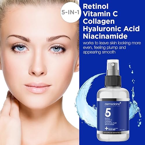 Miniatura 2 de Rociador facial antienvejecimiento 5 en 1 supercargado con retinol, vitamina C, colágeno, ácido hialurónico y niacinamida, hidrata, refresca e
