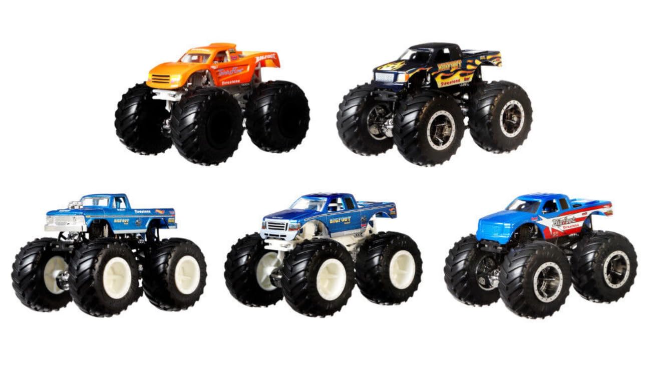 Amazon.com: Hot Wheels 2021 Monster Trucks Bigfoot Legacy 5-Pack