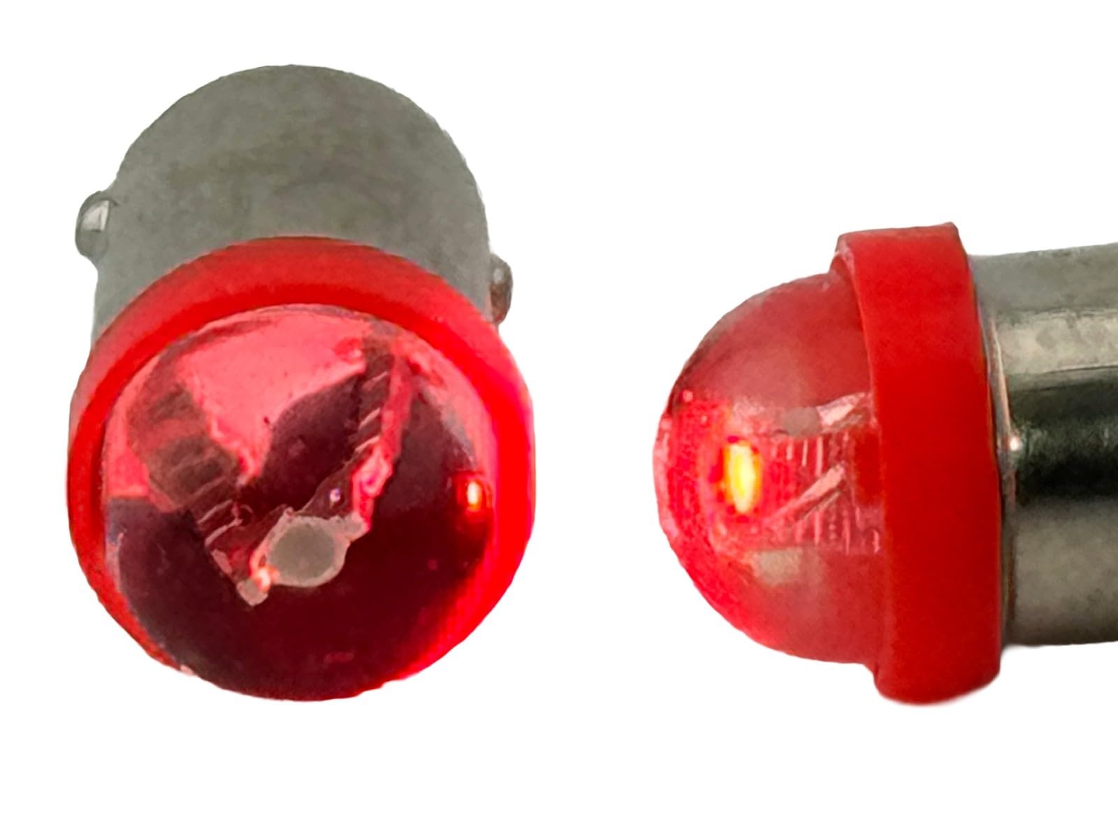 2pcs BA9S LED Light Bulb 6 to 12 Volt DC Short Round Light Color Red