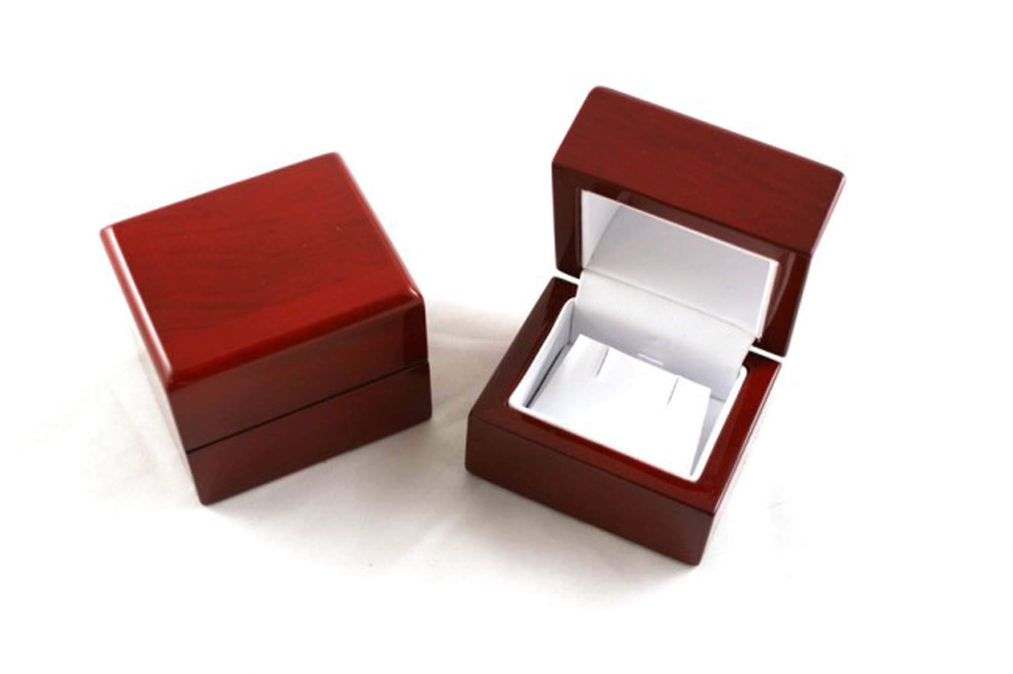 1 x Premium Glossy Rosewood Veneer Wooden Earring Box Jewellery Box Jewellery Organiser Display Storage Case for Earrings Necklace Birthday Gift Party Gift (BDE3-RW)