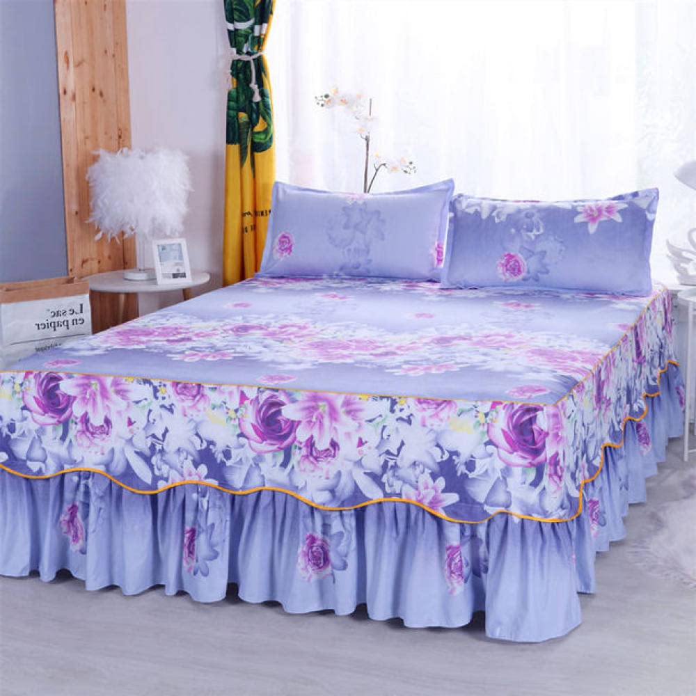 Couvre-lit avec jupe de lit imprimée Euro 120x200 pour matelas une place et demie