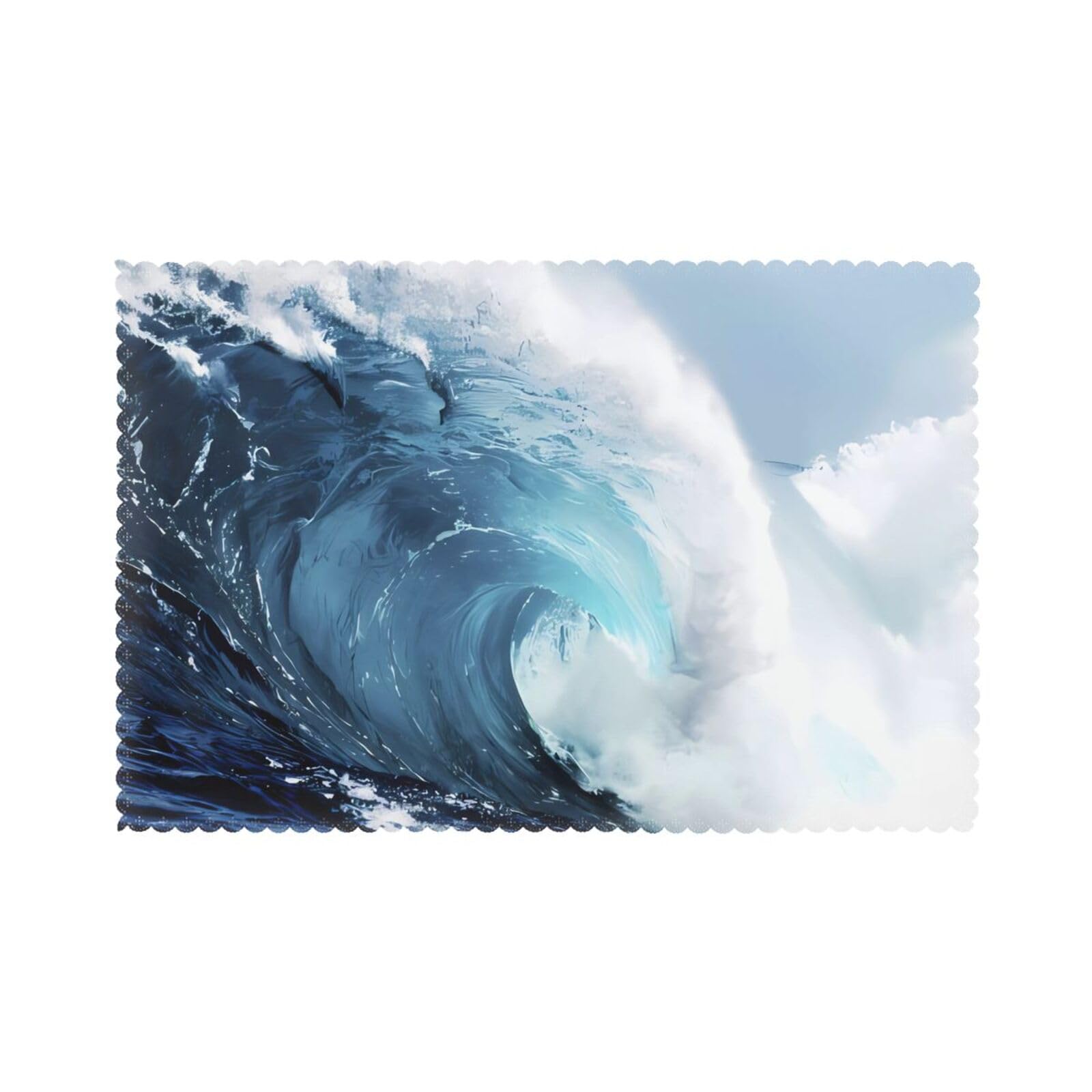 WHJSHOP Ocean Waves Prints Placemats Set of 6 12x18in - Heat Resistant Table Layers for Homes, Hotels & Stylish Dining