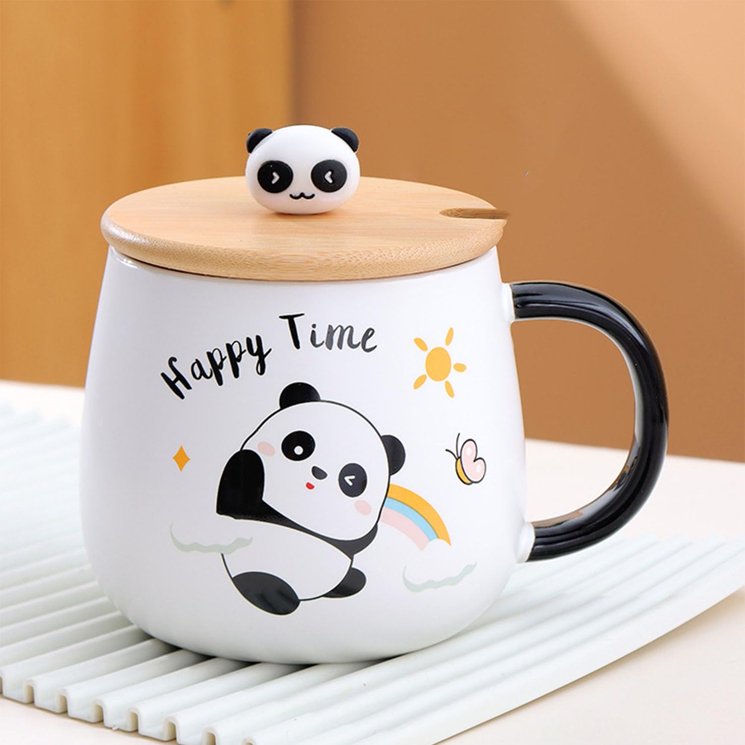 Amazon.com | Disoza Panda Mug with Lid Panda Cup 420ML Coffee Cup