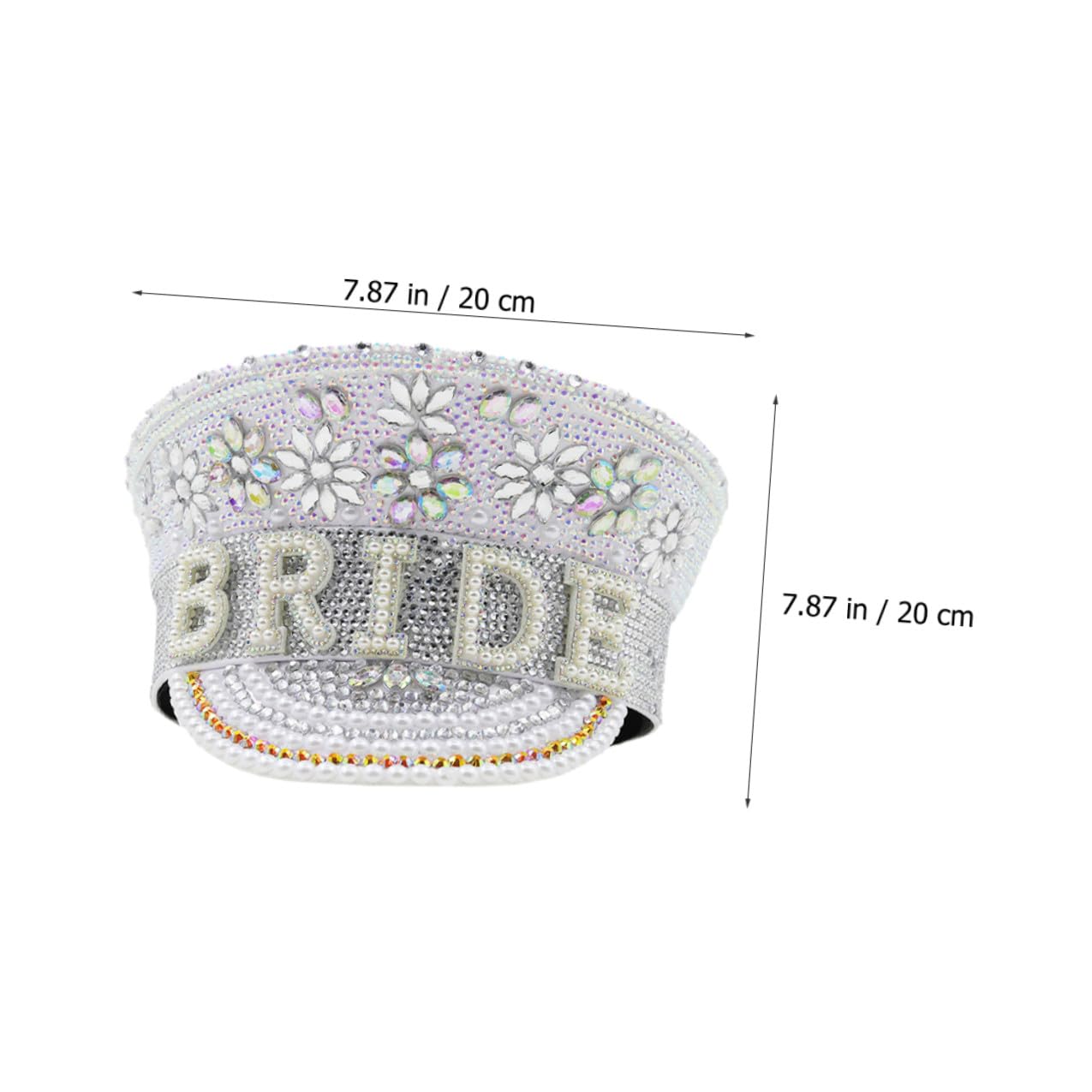 Homoyoyo Sombrero de Color Claro con Gemas de Imitación para Novia, Gorro Ajustable para Despedida de Soltera y Fiesta, Accesorio de Boda Elegante para Mujer, Sombrero de Playa y Sol,
