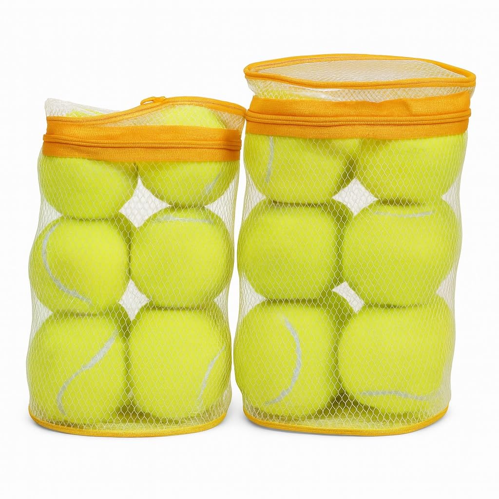 BURAKH 12 Pack Tennis Balls with Carry Bag, Durable Practice Tennis Balls for Training, Outdoor Sports, Cricket, Beach Games & Dog Play (Tenis Ball With Zipper Bag)