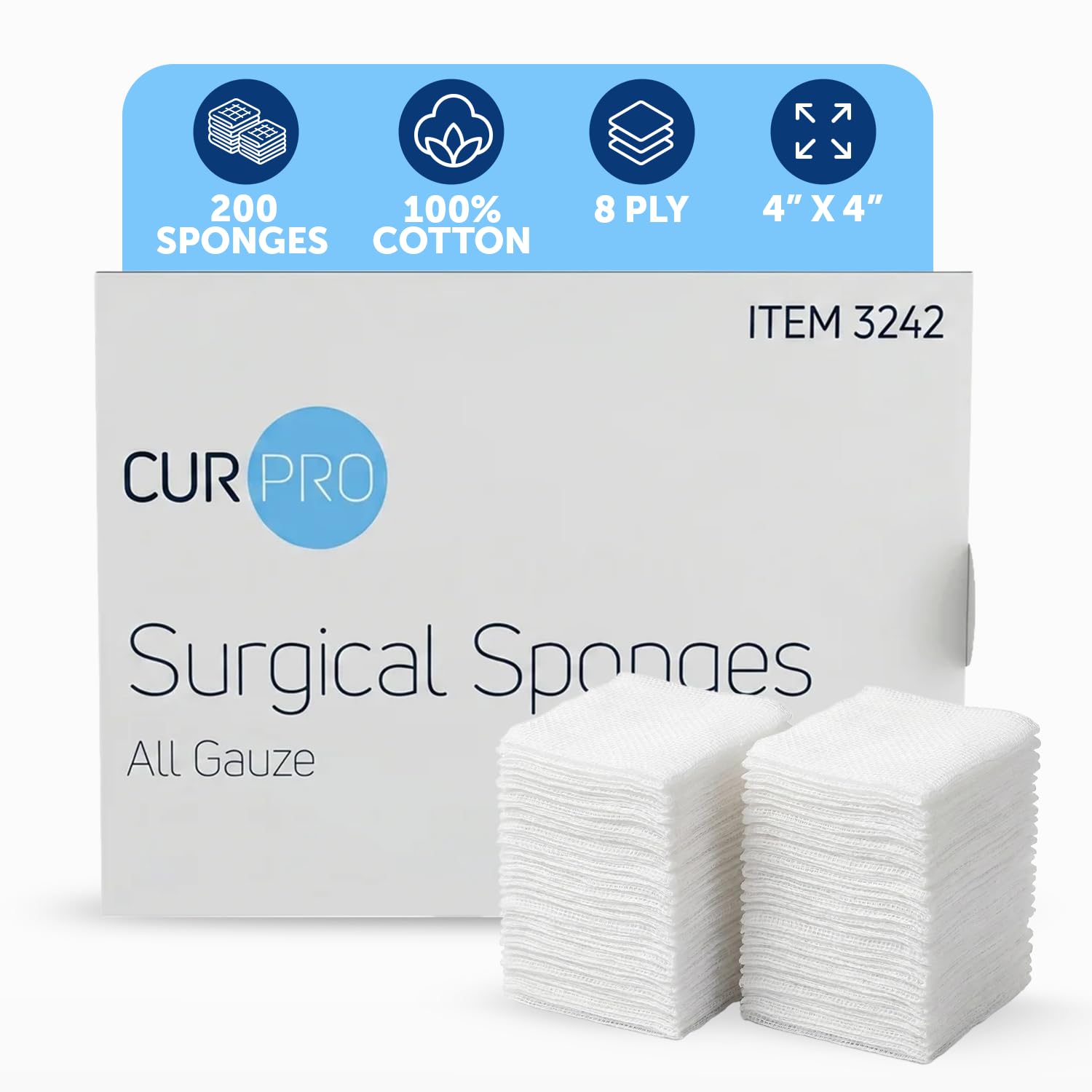 Dynarex Surgical Gauze Sponges, Non-Sterile Pads for General Cleaning and Wound Packing, Made from 100% Absorbent Cotton, 4" x 4," 12-Ply and Latex-Free, 1 Box of 200 Dynarex Surgical Gauze Sponges — Amazon image 10