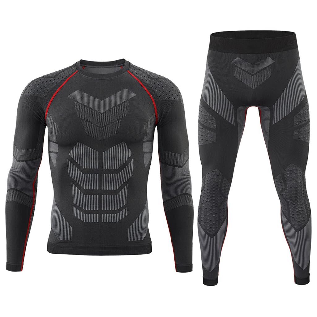 Conjunto De Camiseta Y Medias De Ropa Interior Atlética Sin Costuras De Compresión De Capa Base De Manga Larga para Hombre