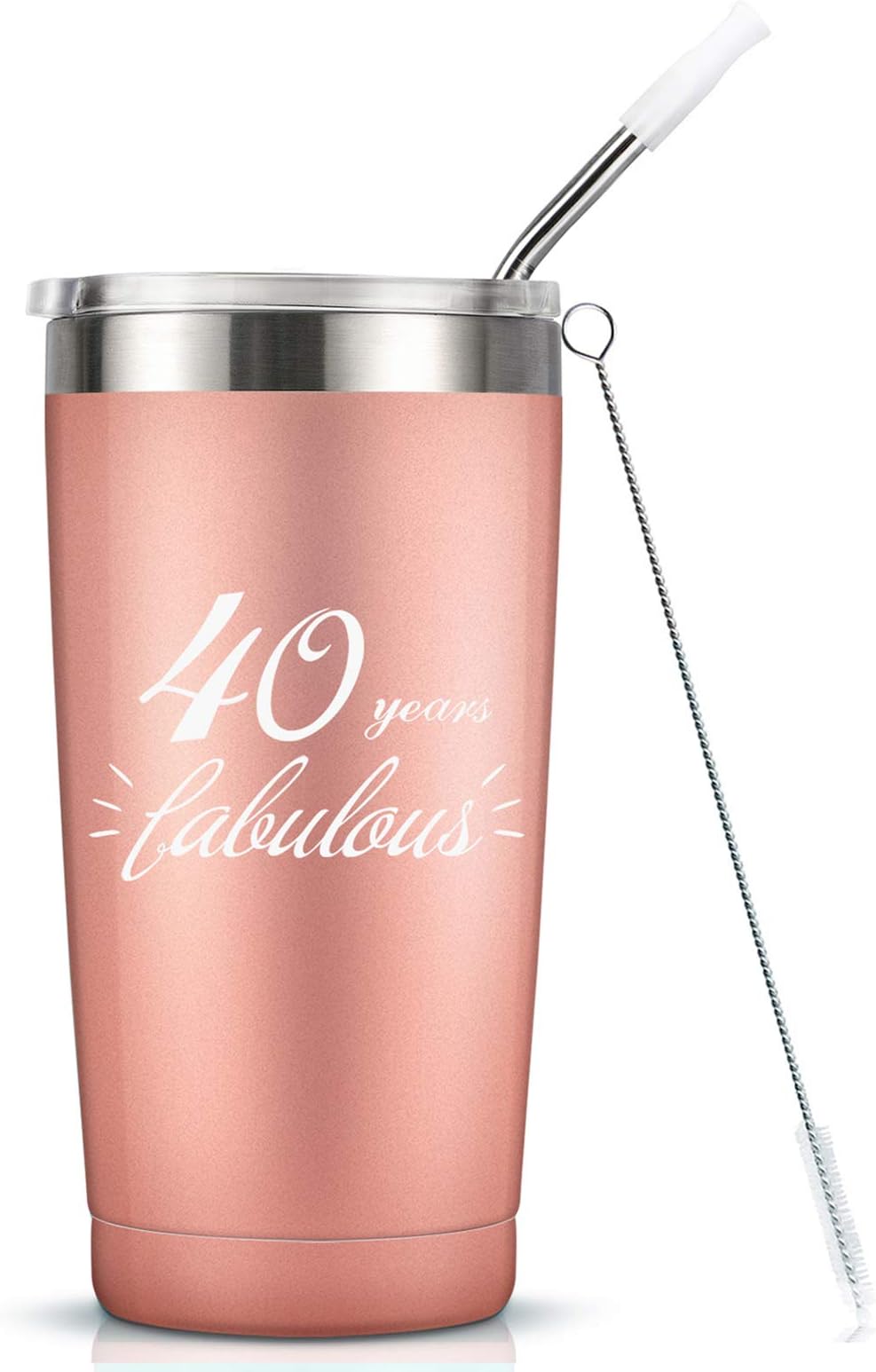 40th Tumbler For Women - 20 Ounce Vaccuum Insulated Stainless Steel Mug Tumbler with Lid