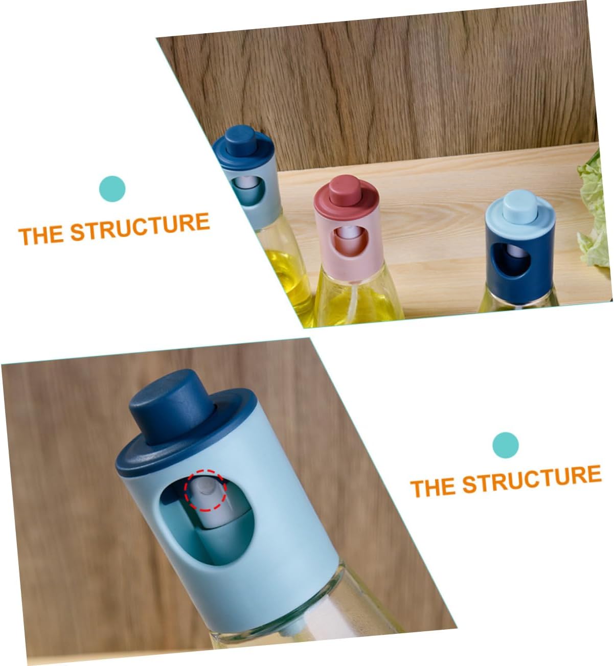 VALICLUD 2Pcs Press Type Oil Sprayer Bottles for Kitchen Cooking Even Spray Control Leak Glass Dispenser with Lid Suitable for Soy Sauce and Low Calorie Healthy Diet