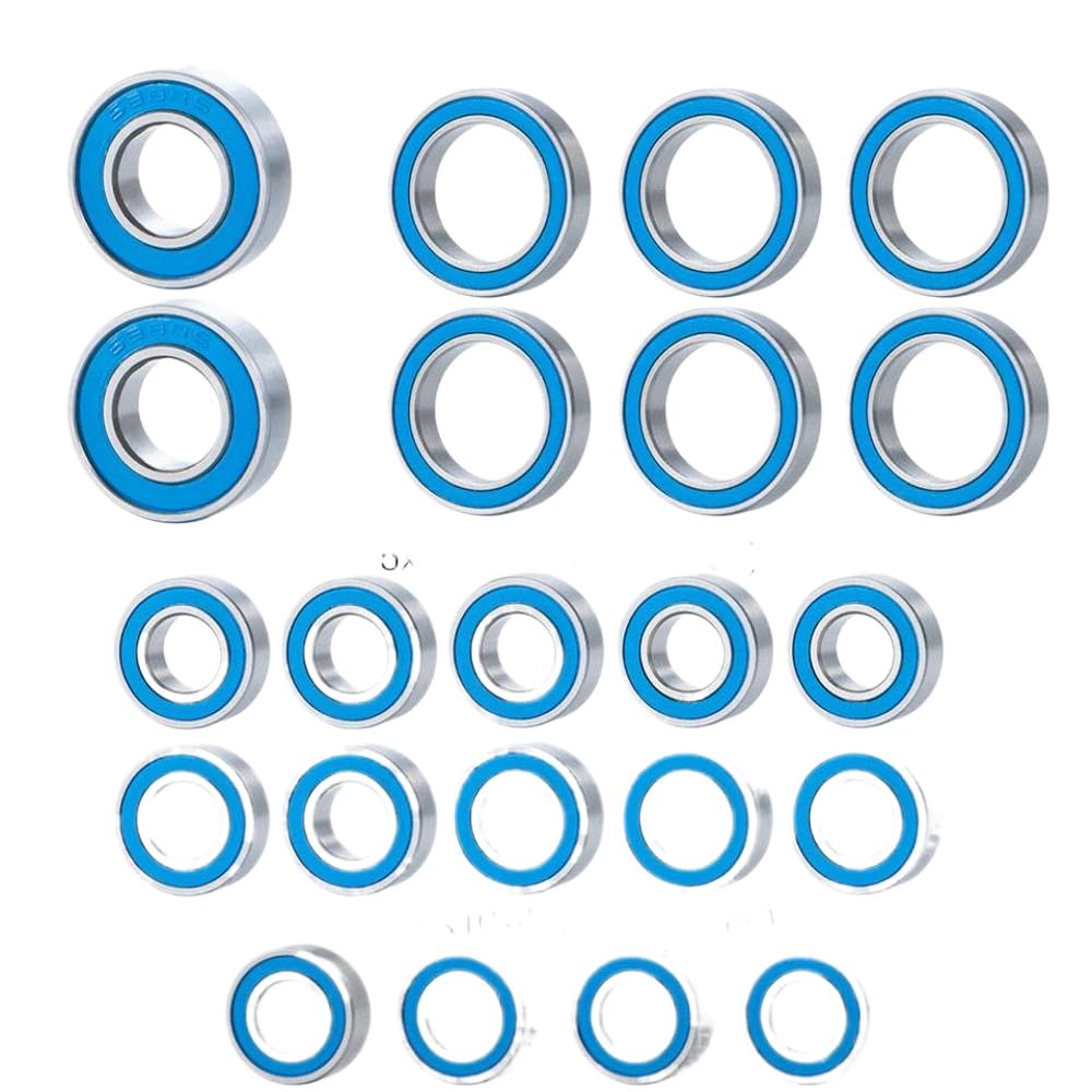 22PCS Rubber Sealed Bearing Compatible with 1 10 Scale RC Cars Black Axles Blue Bearings Universal Fit Compatible with Various Models