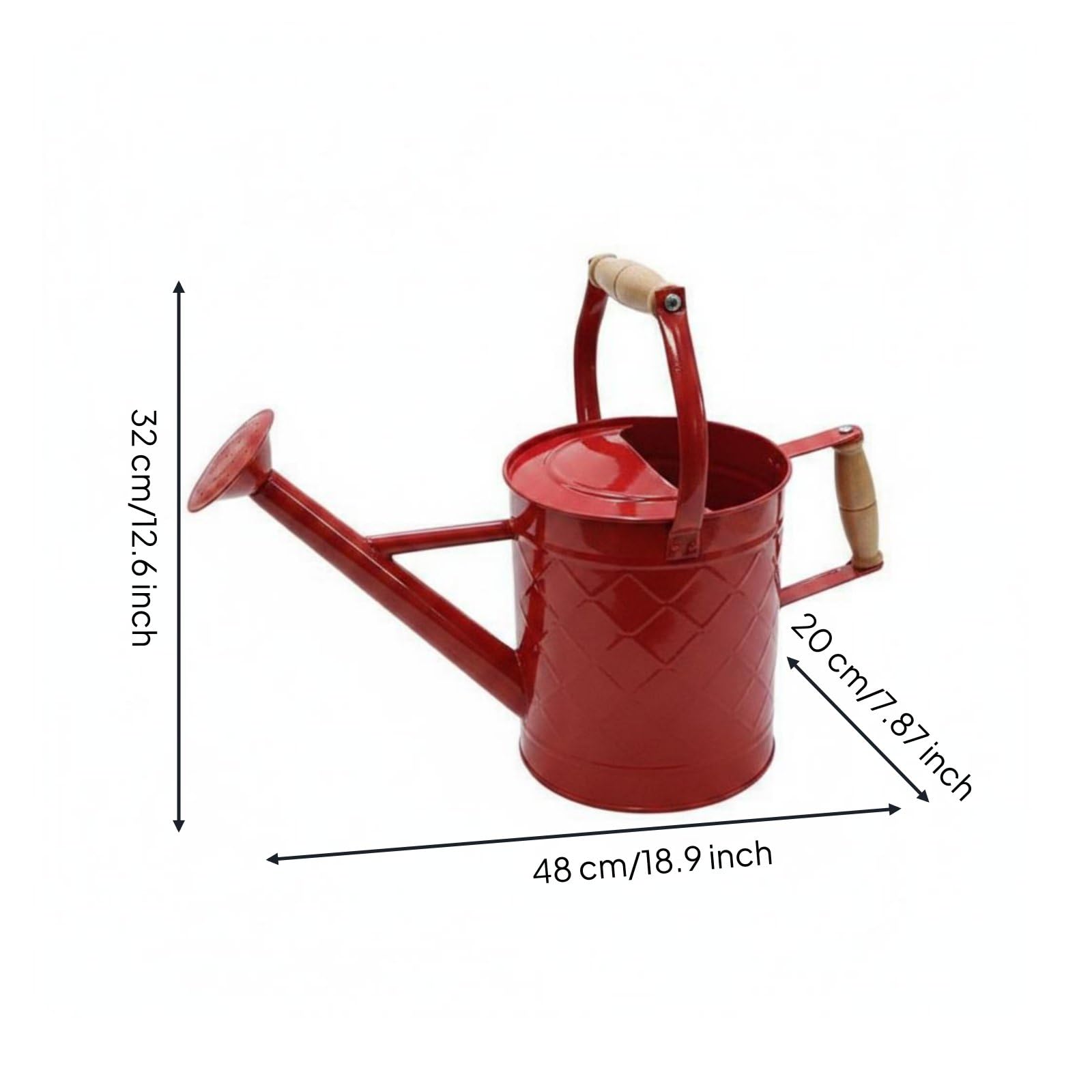 Annaffiatoio Metallo Giardino Irrigazione Controllata Manico Superiore Lato Pratico Spout Lungo Uso Interno Esterno Serra Casa Adatto per Annaffiatura Quotidiana Orto Domestico, Rosso