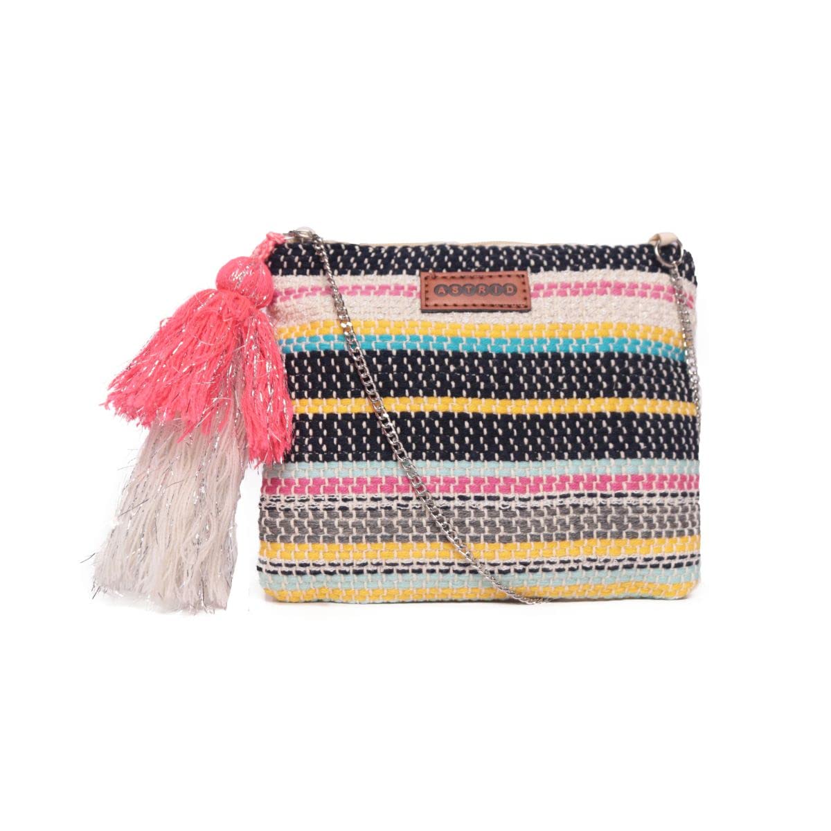 ASTRID Multicolored Cotton Striped Sling bag with Tassels (B0BPC69VLD) Amazon Price History, Amazon Price Tracker