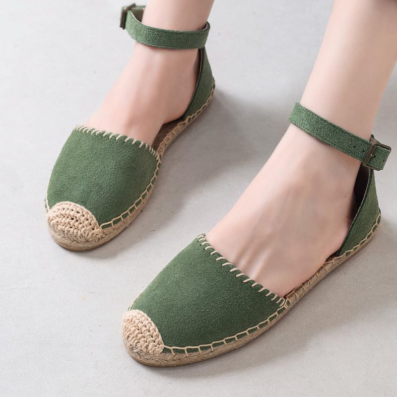 Image of Women's Espadrille FLat Sandals Closed Toe Ankle Wrap,Classic Lace Up Summer Dressy Flat Shoes
