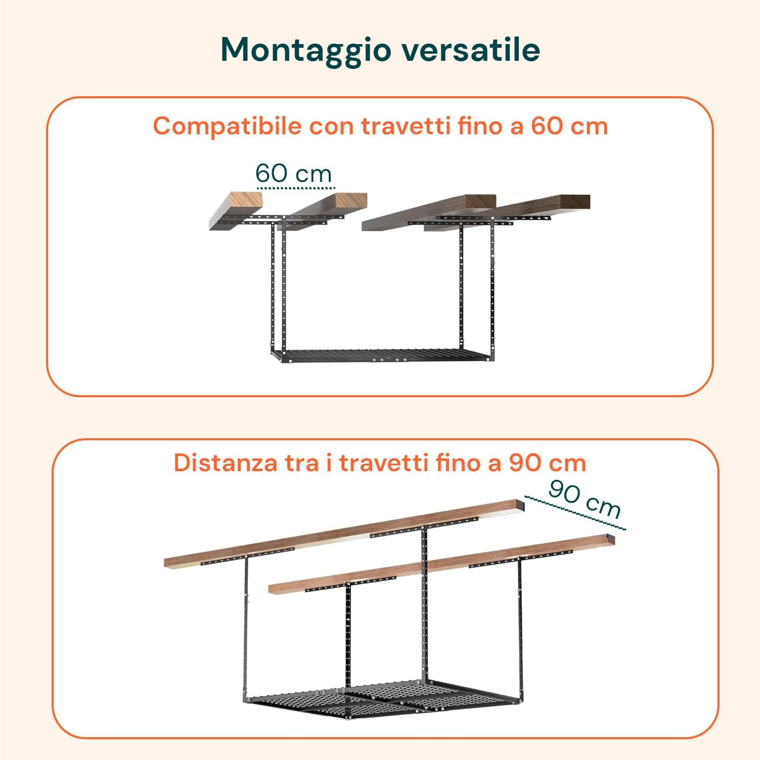 Wintem Estantería Flotante 183 x 91 cm Altura Ajustable 60-100 cm Metal para Garaje