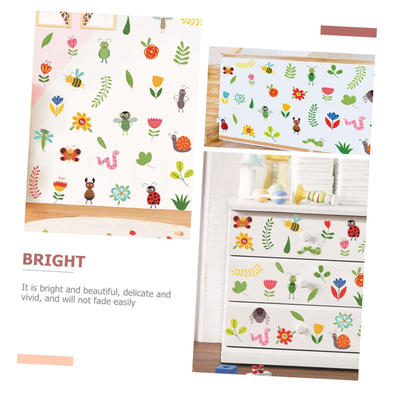 5 Juegos De Pegatinas De Pared De Insectos Decoración Retro Papel Tapiz Pegatinas De Pared Para Guardería Niñas Pegatinas Para Dormitorio De Niñas Pegatinas De Verano