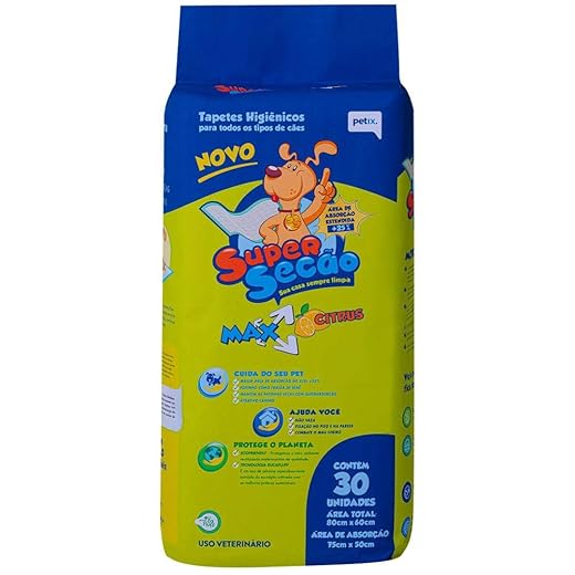 Tapete Higiênico para Cães Super Secão Max Citrus Petix - 30 Unidades