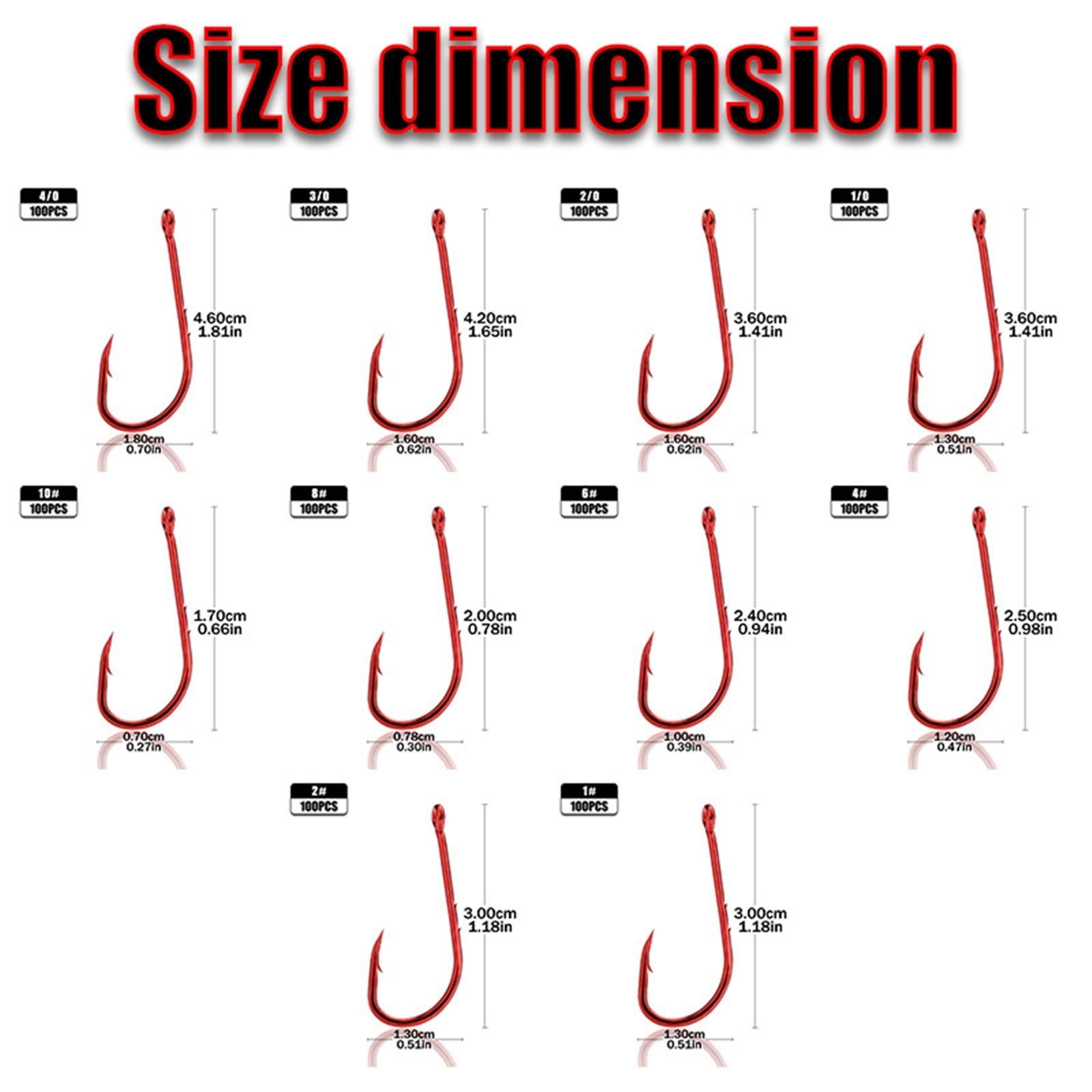 Hamecon Peche Hameçons de pêche 100/50 pièces, Acier au Carbone