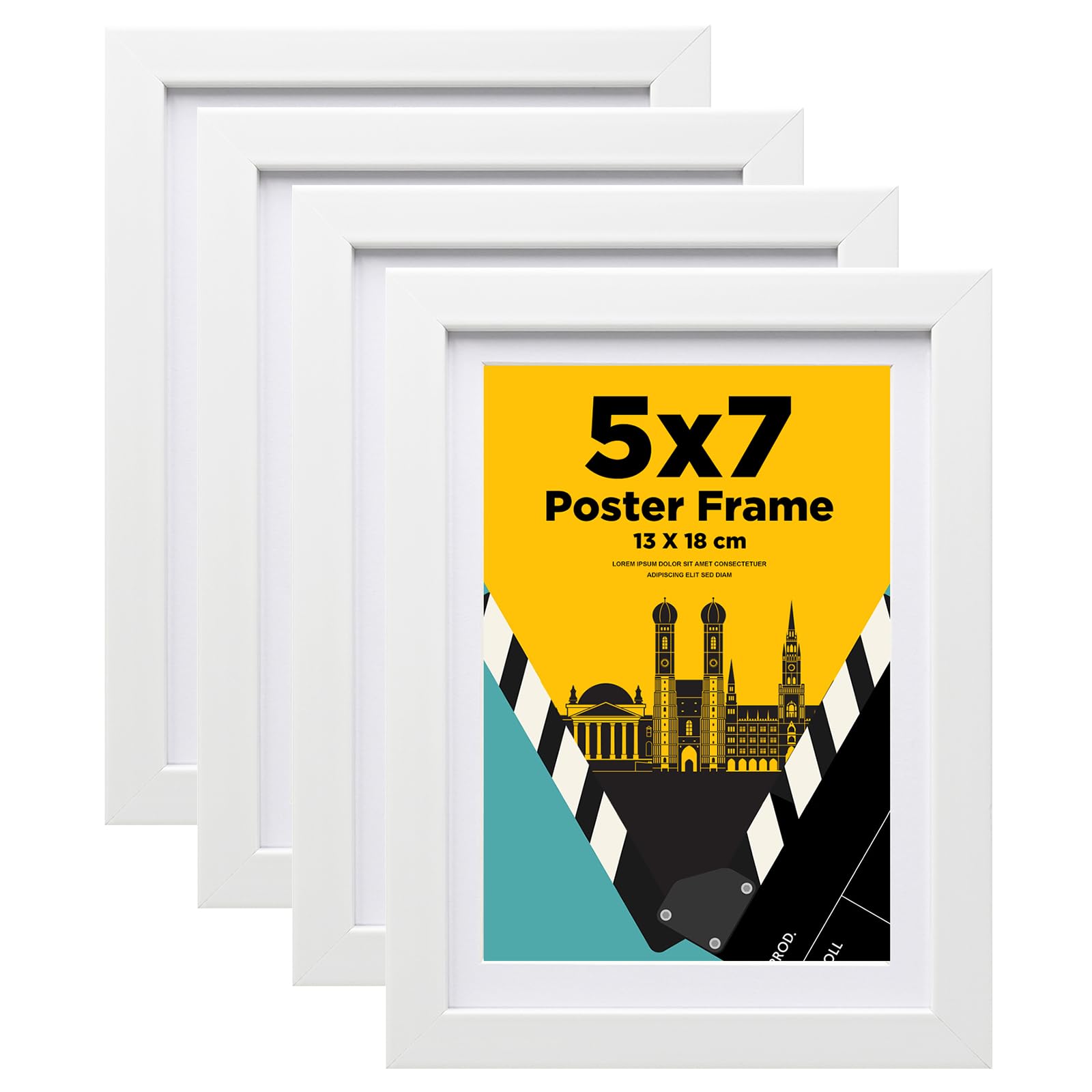 Egofine Bilderrahmen 13x18 cm,Holzrahmen Rahmen 13x18 cm mit Acrylglas für Tisch- und Wandmontage,Passepartout für Fotos 10 x 15 cm,Perfekt für Porträts, Zuhause, Büro,Weiß,4er