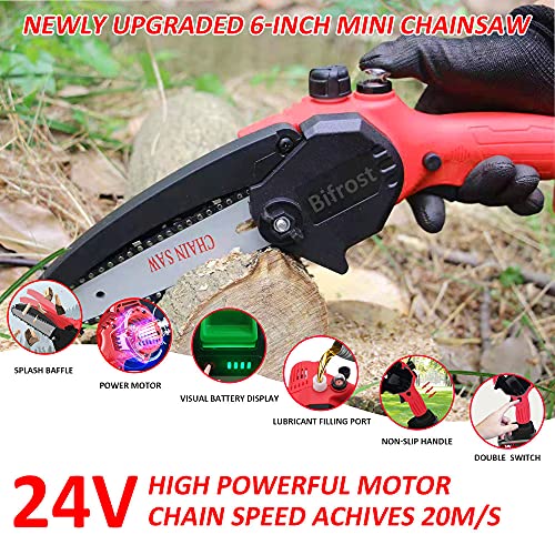 Mini Kettensäge 6 Zoll Akku Handkettensäge 24V Akku-Astsägen Elektrische Schnittsäge mit 2 Batterien für Gartenbaum AST… – Bild 3