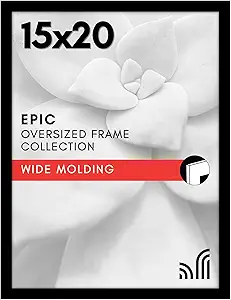 Americanflat 15x20 Picture Frame with Polished Plexiglass - Black Picture Frame - Wide Photo Frames Made of Engineered Wood for Vertical or Horizontal Wall Display - Epic Collection - Black