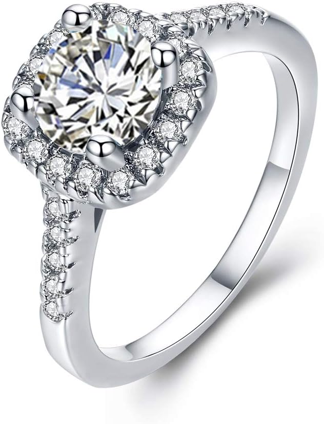 UFOORORings for Women, Promise Rings for Her, Christmas Gifts, Engagement Rings for Women Solitaire Crystal Wedding Rings for Her Fake Diamond Ring Christmas Gifts for Her