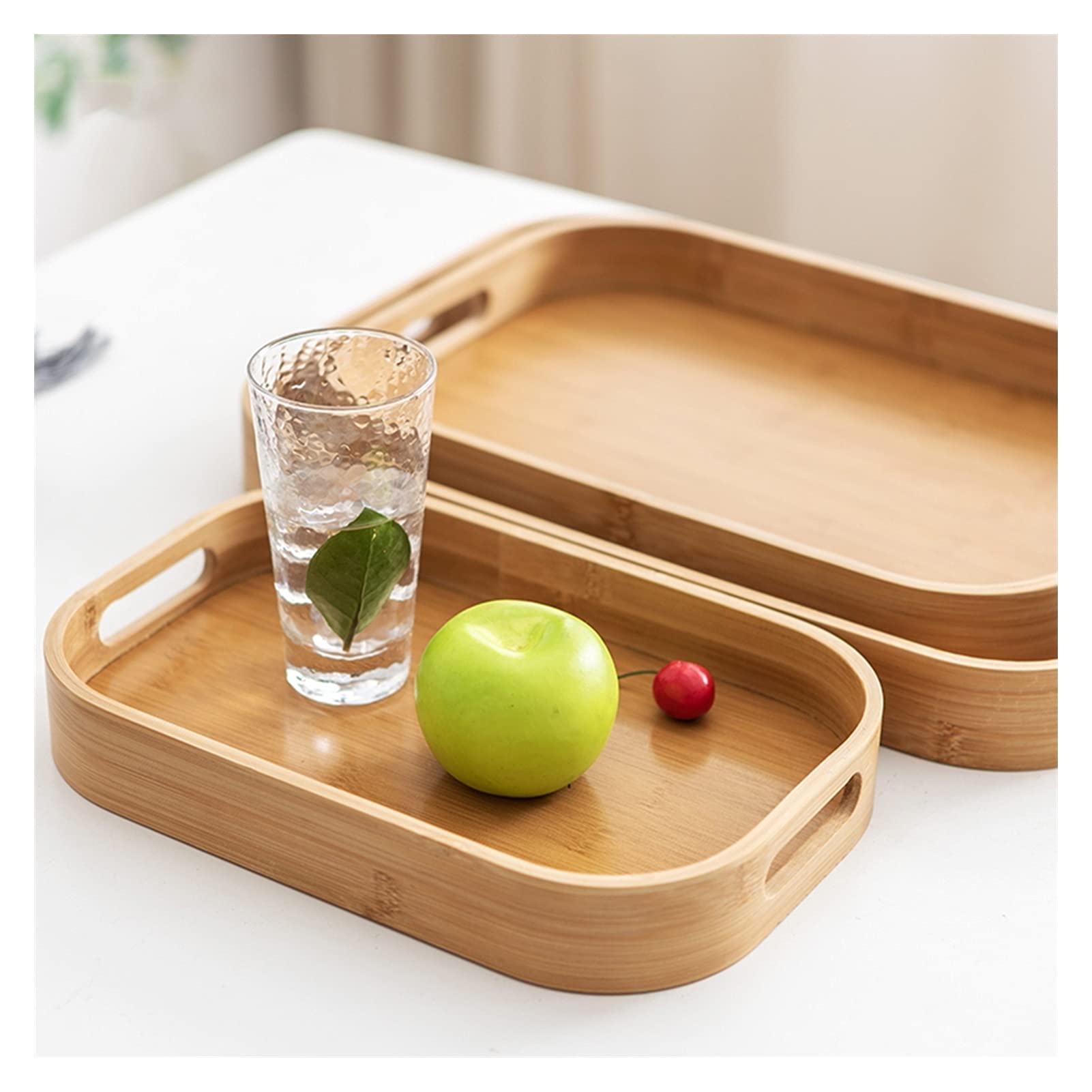 Bandeja Bandeja de servir y plato, placa de senderos de madera rectangular con bandeja de bocadillos de mango, bandeja de desayuno, decoración de granja con estilo Sirviendo platos Bandejas para Servi