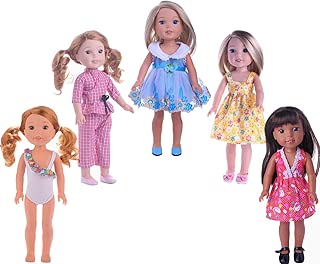 XADP 5 Sets Doll Clothes Dresses Clothing for 14 Inch and 14.5 Inch Dolls, American Girl Wellie Wishers Doll - coolthings.us