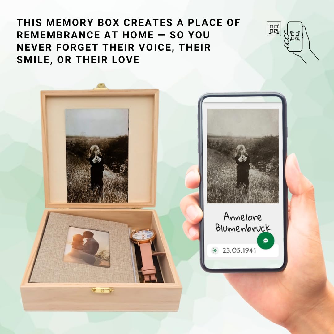 Legacy of Love Kit - Bewahren Sie Ihre Stimme, Liebe & Geschichte für immer | QR-Code für Grabsteine, KI-Biografie, Foto-Restaurierung, 30 Jahre Garantie