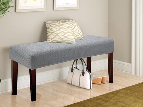 Miniatura 7 de Fuloon Funda impermeable para banco de comedor, funda extraíble para banco lavable, protector de asiento para sala de estar, dormitorio, cocina