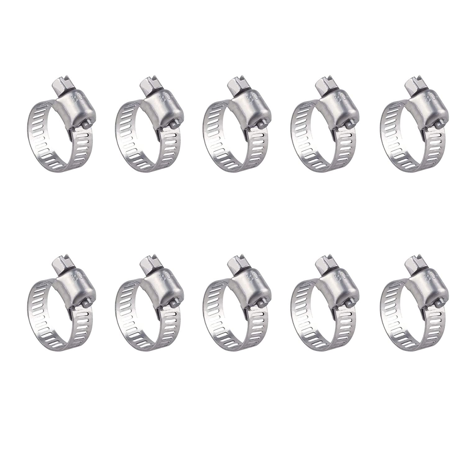 10 Pcs Stainless Steel Hose Clamps Width 12Mm Suitable for Home, Industry And Machinery, Adjustable Worm Gear Hose Clamp,Diameter 118～140mm