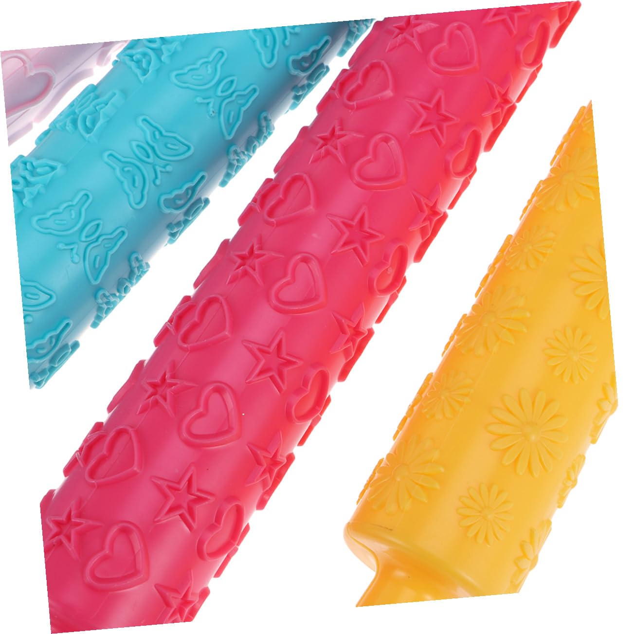 Set de 8 Rouleaux à Pâtisserie en Plastique pour Décorations Pâtisserie, Motif Relief Floraux, Facile à Tenir, pour Fondant et Gaufrage
