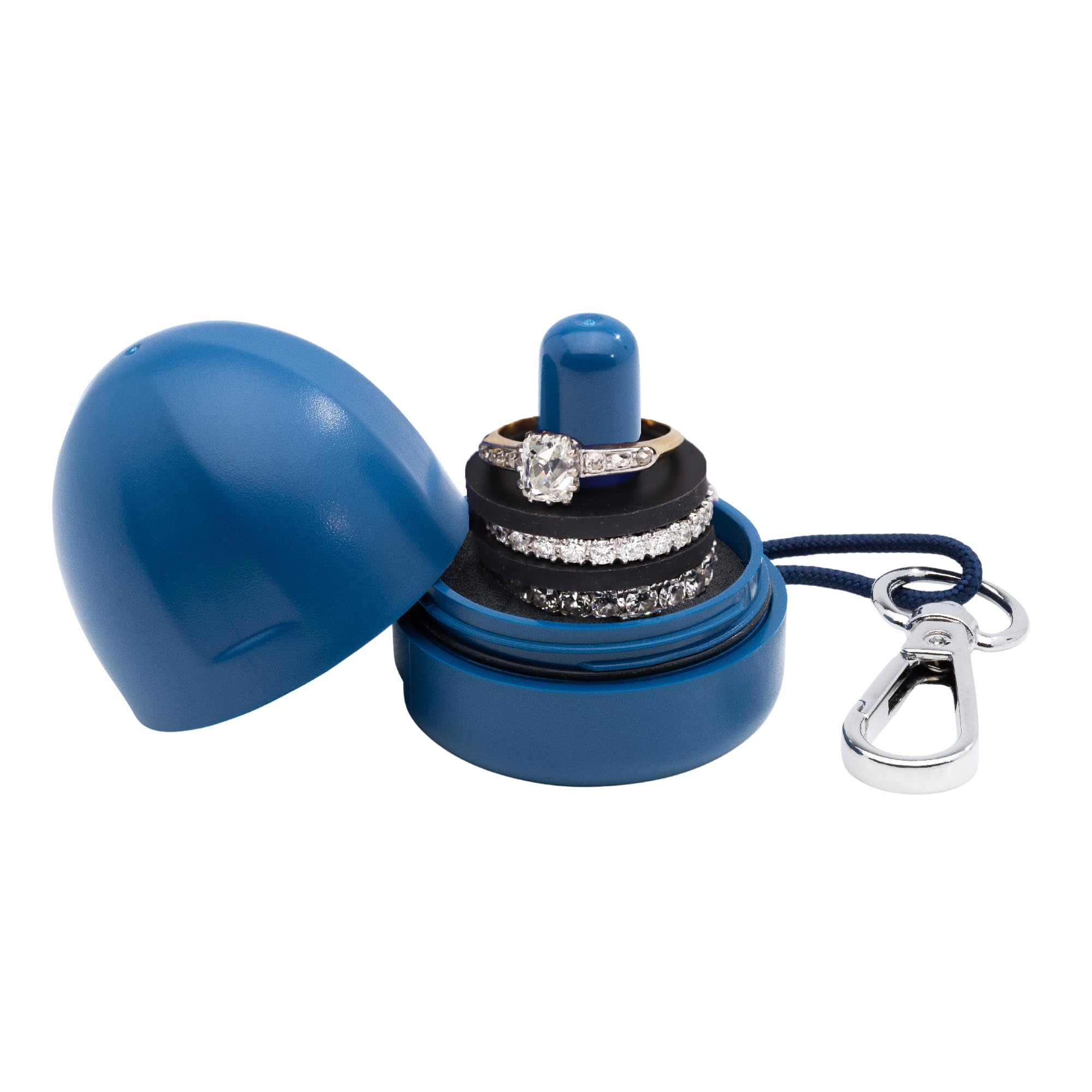 Ring Thing - uchwyt na biżuterię, przenośne etui na pierścionki, organizer na pierścionki, do przechowywania pierścionków, wodoodporny, kompaktowy przenośny uchwyt na biżuterię, organizer do układania pierścieni (królewski niebieski)