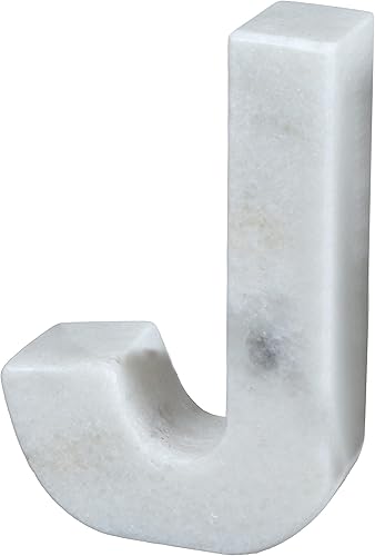 Sujetalibros con letra J de mármol natural hecho a mano, acento decorativo de mármol Taj Mahal sólido para oficina, sala de estar y estantería,