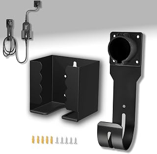 EV Charger Holder Wall Mount Kit, Ev Charging Cable Holder, EV Cable Box Organizer&J-Hook Electric Car Plug Nozzle Holster