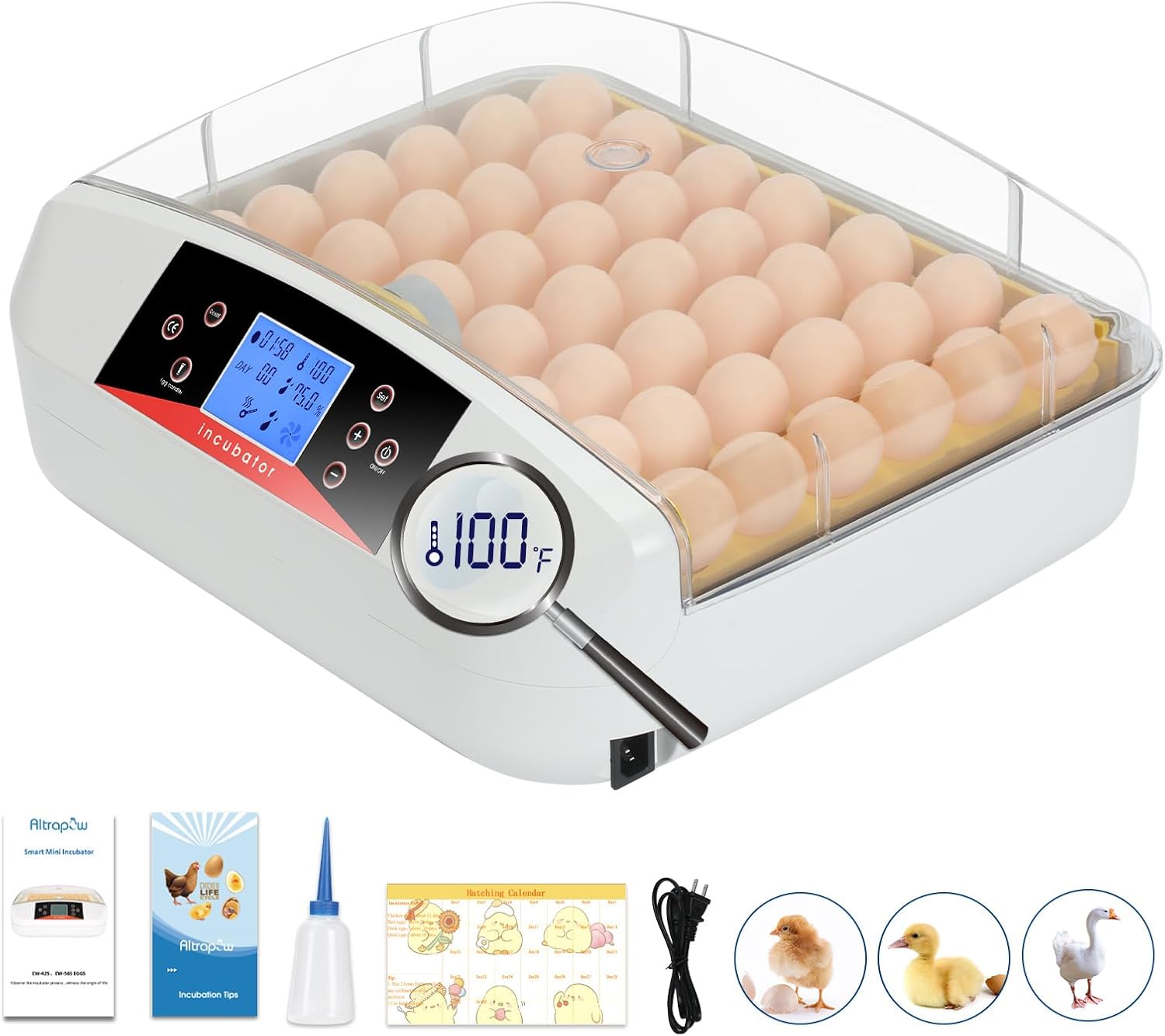 Altrapow 42 Eggs Incubator with Automatic Egg Turning and Automatic Humidity Control, Incubators for Hatching Eggs Chicken, Duck, Goose and Quail Eggs Incubator with ? Display EW42