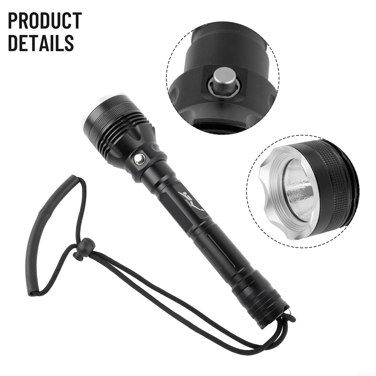 Torcia subacquea IPX8 impermeabile 4000LM LED torcia subacquea 80 m luce subacquea con cinghia regolabile per immersioni subacquee campeggio escursionismo (C)