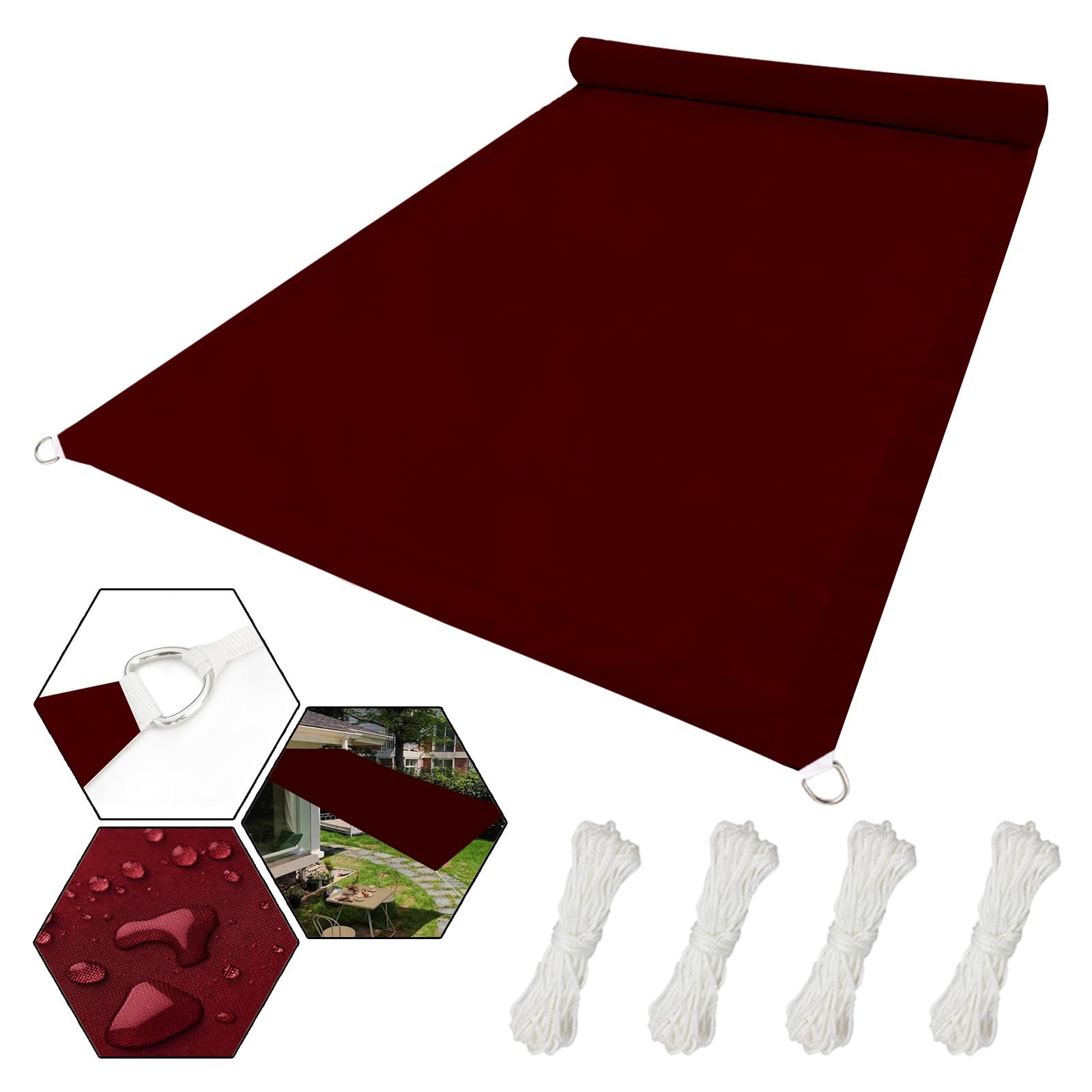 Toile ombrage imperméable contre pluie et soleil grand auvent de jardin 7x9.5m