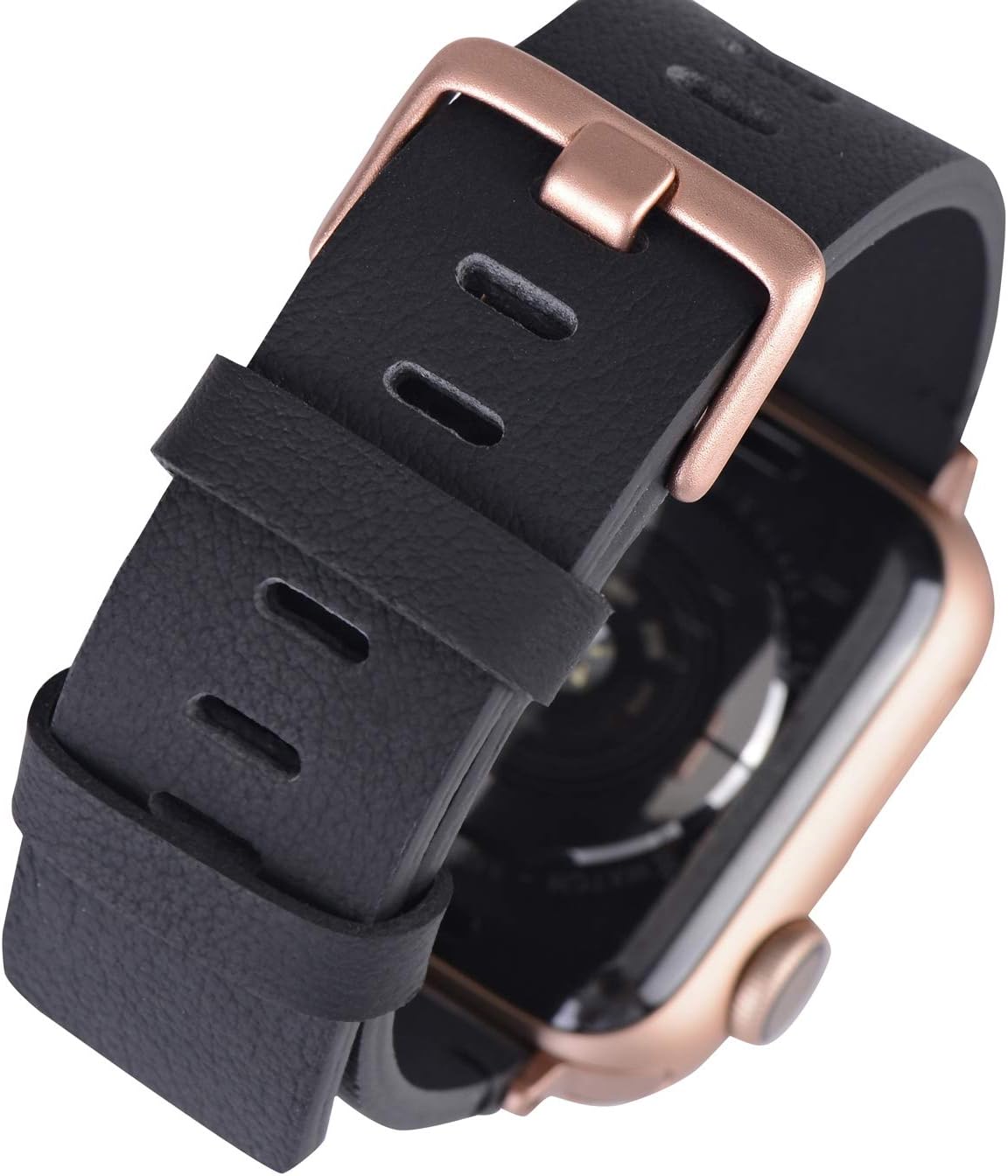 Blасk Frіdау - 70% оƒƒ JSGJMY Genuine Leather Band with Case Compatible with Apple Watch 38mm 40mm 42mm 44mm Women Men for iWatch Series 5 4 3 2 1 (Black/Rose Gold, 38mm/40mm S/M)
