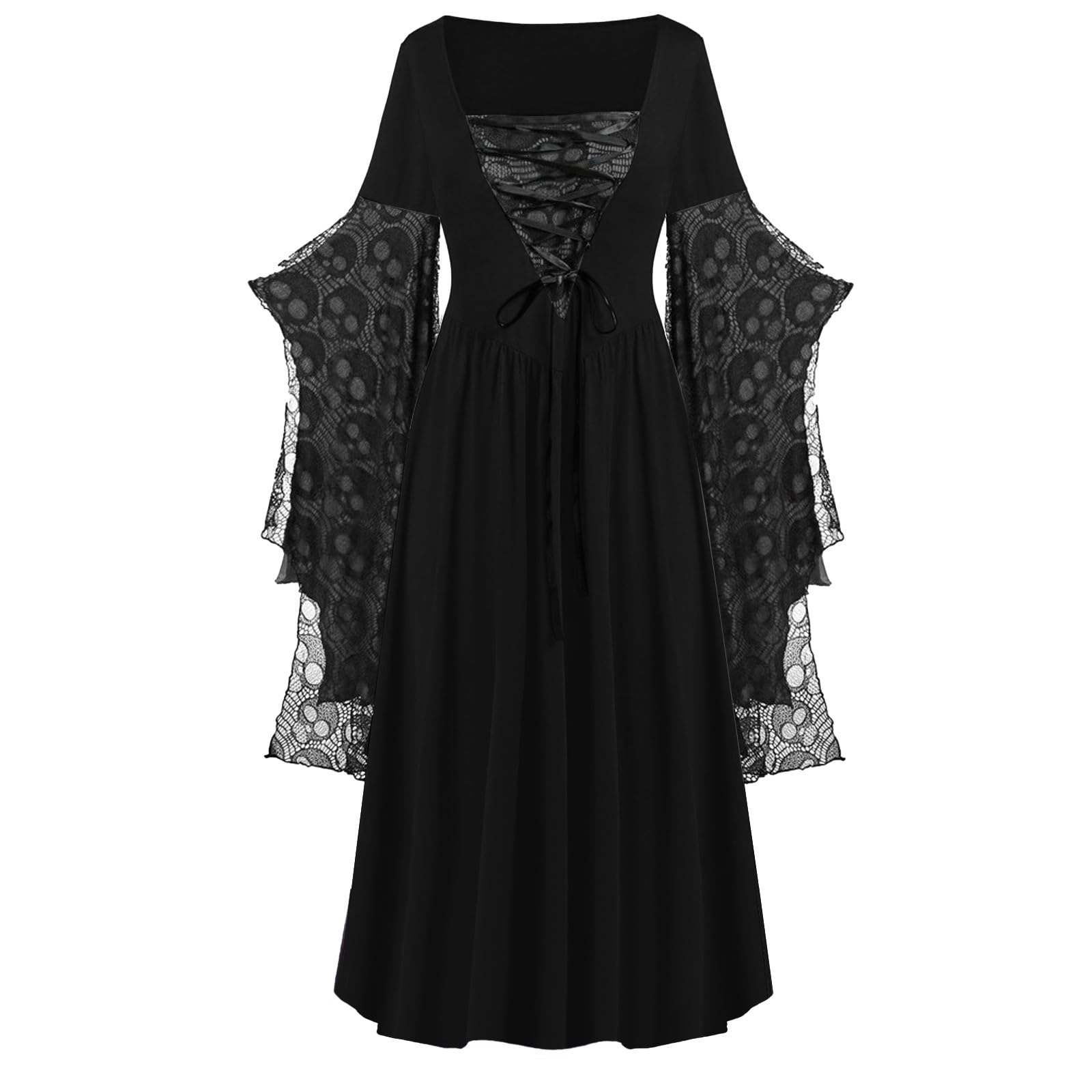 Halloween Costumes Women Adult Dresses Gothic Skeleton Party Vintage Dress — image 1