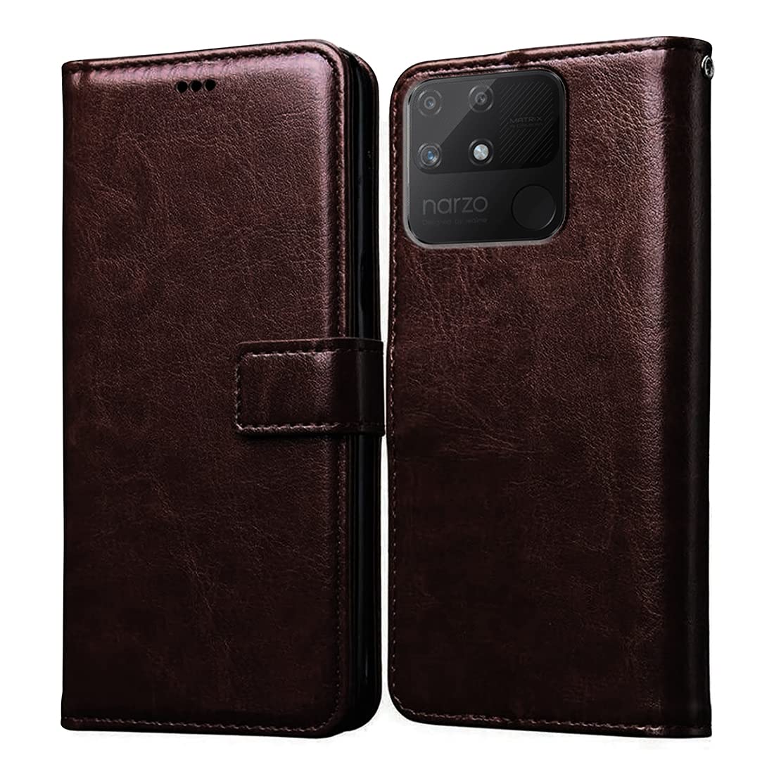 Amazon Brand- Solimo Flip for Realme Narzo 50A (Leather_Coffee) (B0BHV17T38) Amazon Price History, Amazon Price Tracker
