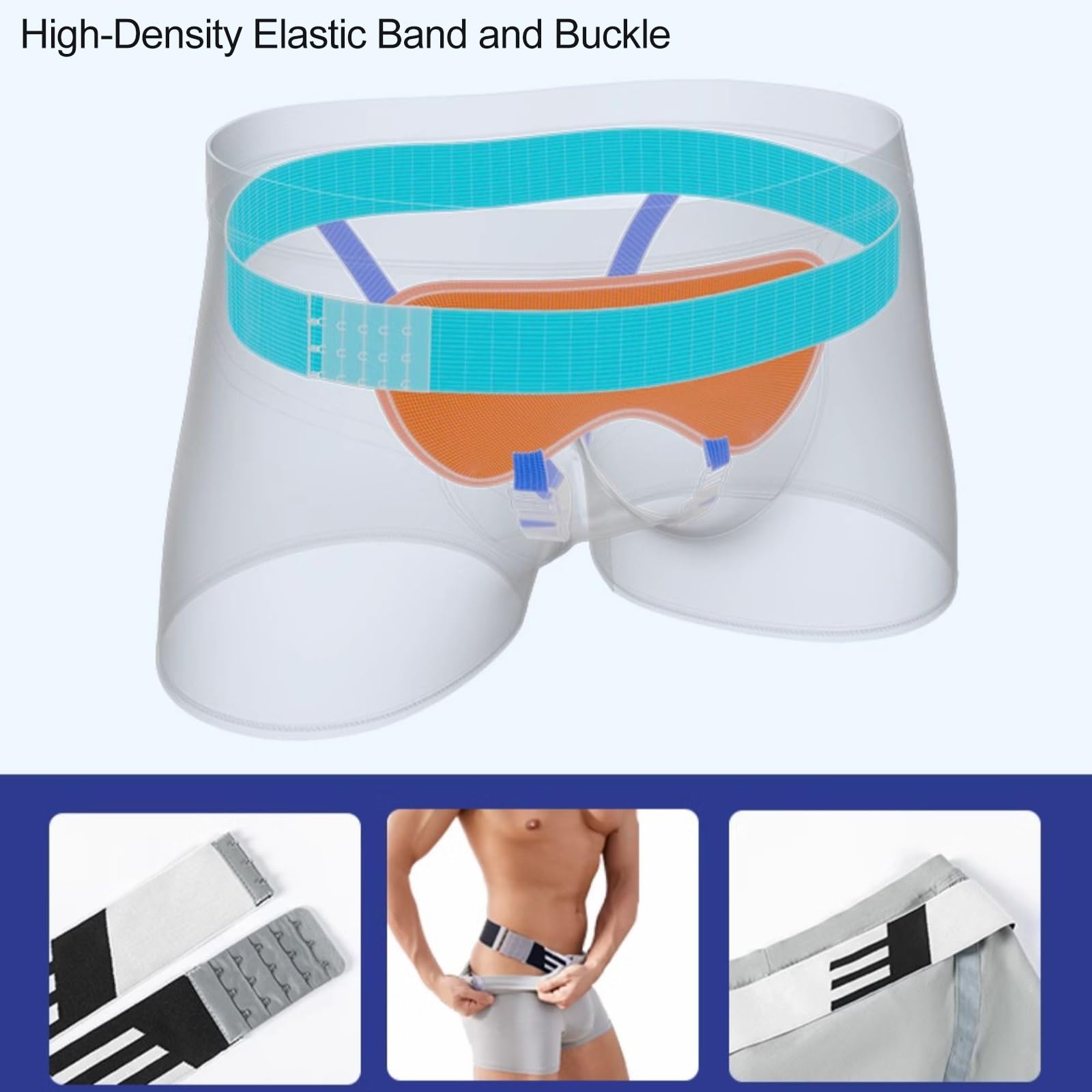 Ropa Interior para Hernias Masculinas, Braguero Hernia Inguinal Hombre, con 4 Almohadillas de Compresión Extraíbles