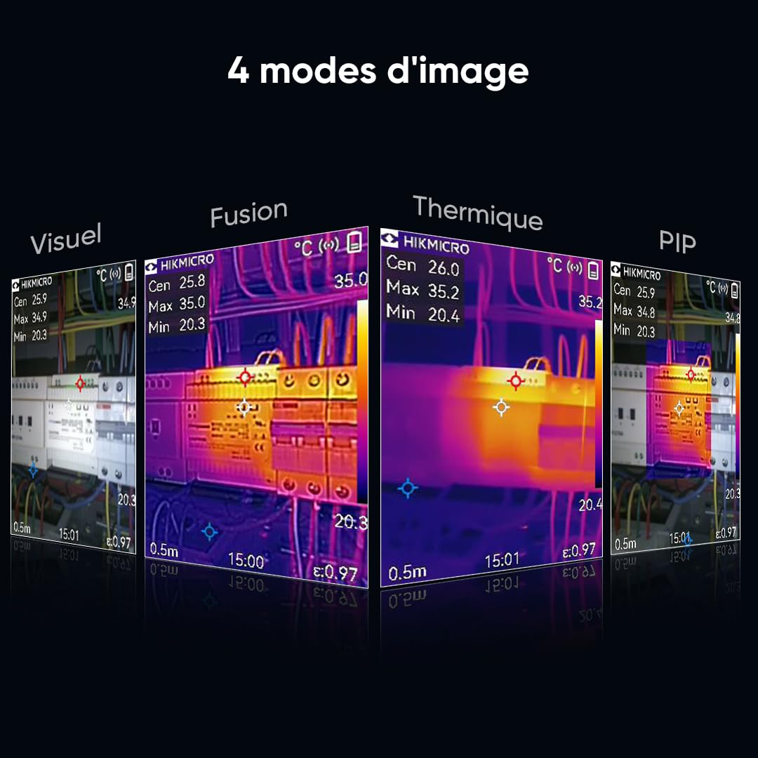 HIKMICRO B10 Caméra thermique d'une résolution IR 256 x 192 avec caméra visuelle 2MP, mesure en plein écran, 25 Hz Caméra thermique avec écran LCD 3,2", IP54, plage de température -20°C à 550°C