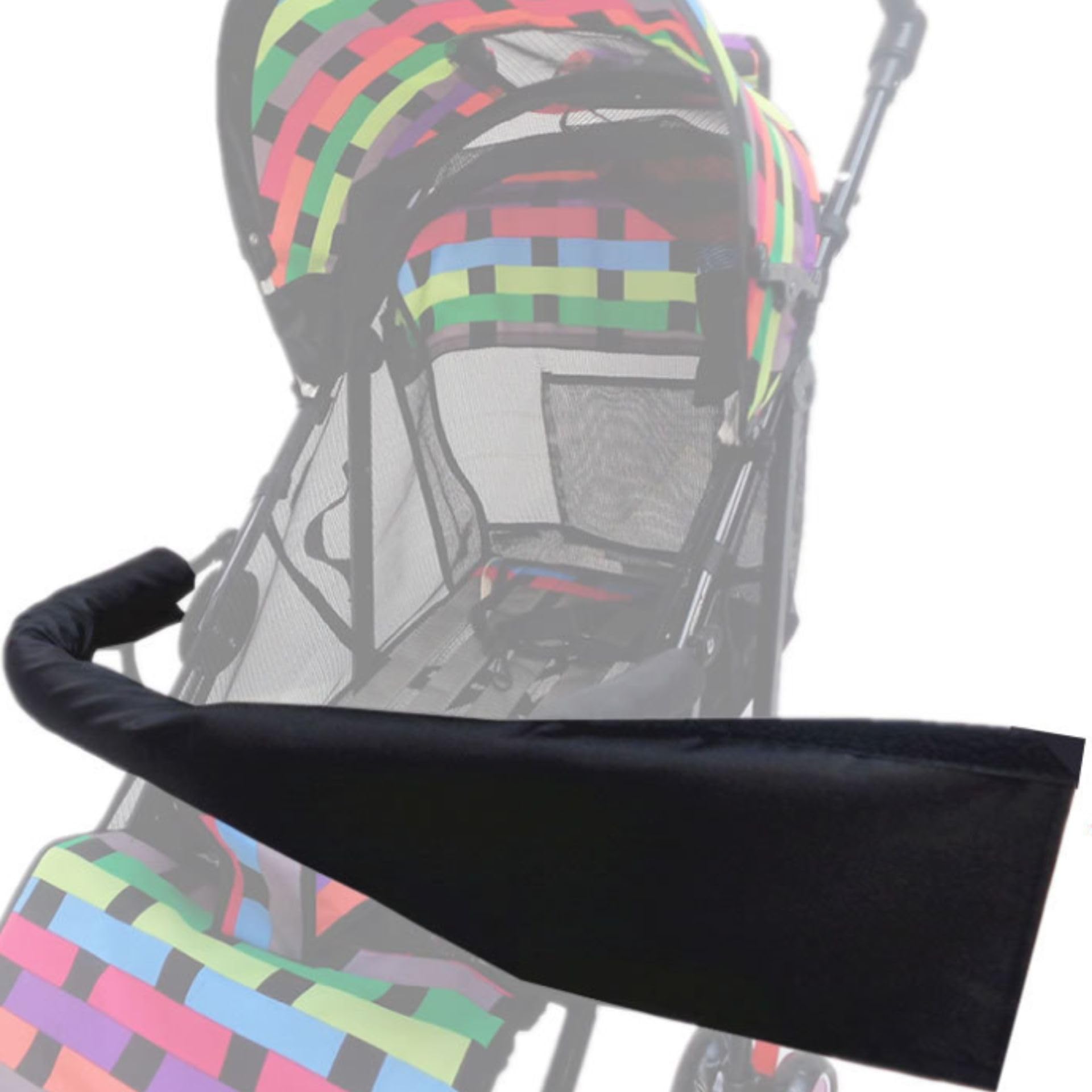 Fafeicy Universal Pushchair Handle Cover Pack of 2 Stroller Handlebar Protector 73x14cm Black Oxford Fabric for Baby Pram Travel Essential Accessory - Image 3
